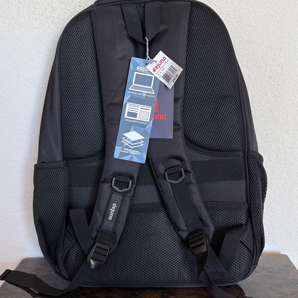 New! Dejuno Men's Black Laptop Backpack 20” with Multiple Compartments - Picture 8 of 12